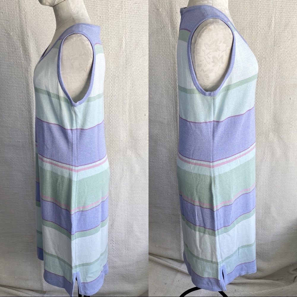 St. John 12 Pastel Striped Santana Knit Tank Dress - Picture 3 of 8